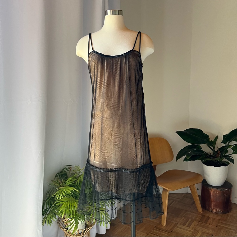 Vintage Y2K Black Lace and Tulle Camisole Dress By Y&Kei